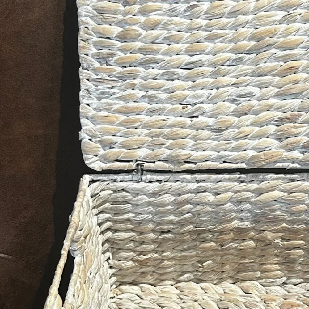 NWT Water Hyacinth Pantry Basket With Lid & Chalkboard Label